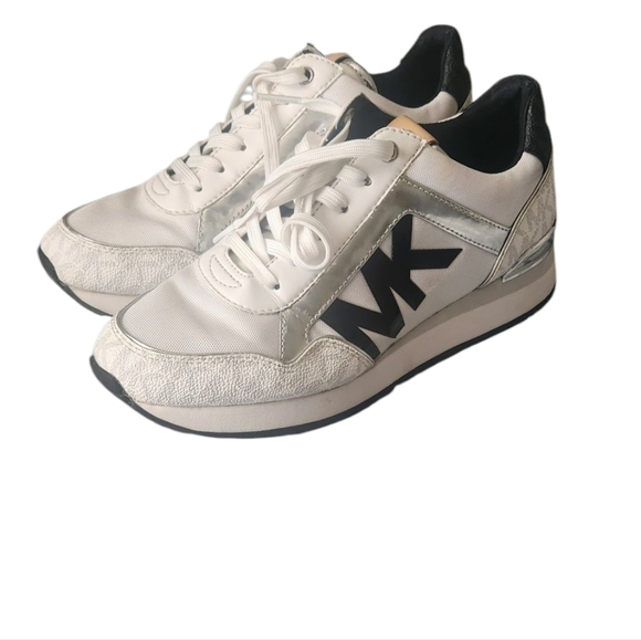 Michael Kors Maddy Two-Tone Logo Trainer Bright White - Picture 1 of 6